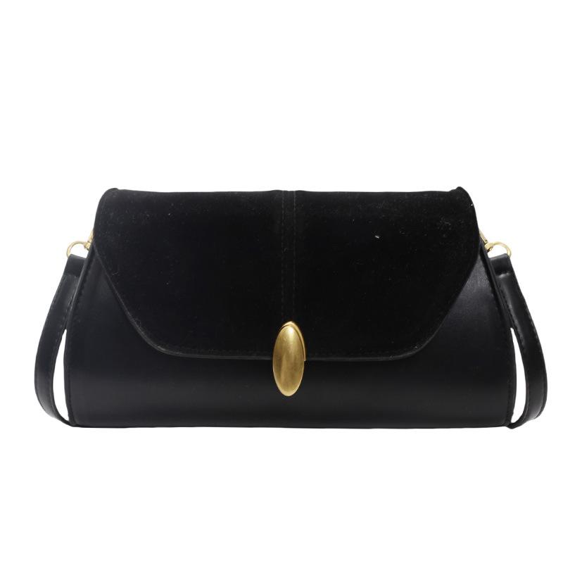 Underarm Bag 2025 Spring New Retro Handbag Splicing Foreign Style Trend Shoulder Bag Foreign Style PU Leather Bag