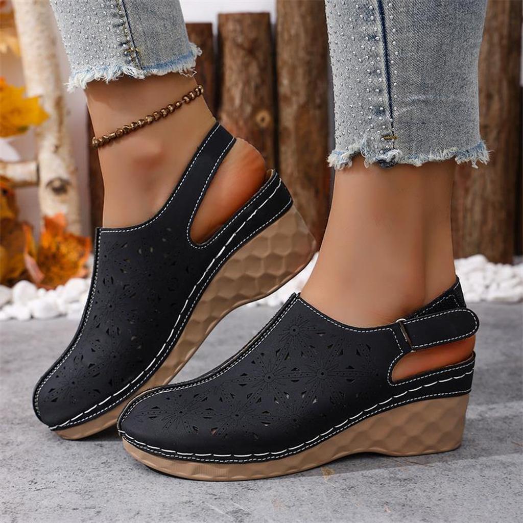 Adjustable Wedge Heel Versatile Platform Plus Size Casual Stylish Simple Closed Two Strap Sandals Women Slide Sandals For Women