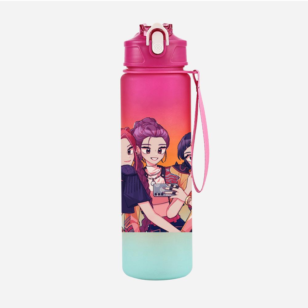 750Ml Water Bottler K-Pop Demon Hunters Printed Character Water Cup Large Capacity Outdoor Portable Rope Drinking Bottle for Boy Girl Gift