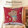 Cute Christmas Reindeer Cushion Cover Natural Linen Organic Fabric Double-Sided Printing Sofa Home Decor Gift Pillow Case