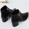 Fashion Classic Medium Heel Pu Suede Ankle Boots Women 2025 Autumn Metal Decoration Pointed Toe Chelsea Boots Botas Para Mujer Size35-42