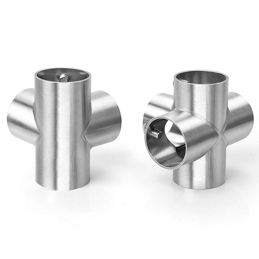 1Pcs Stainless Steel Pipe Connector Tee Straight Elbow Clothesline Shelf Joints  Furniture Hardware