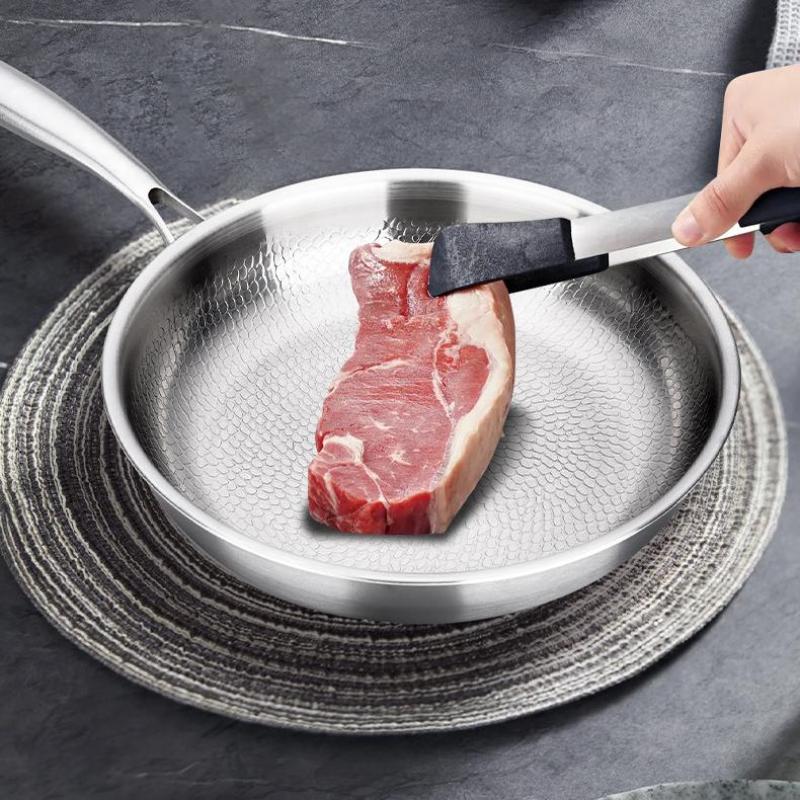 26/28/30Cm Titanium Uncoated Frying Pan, Fish‑Scale Hammer Pattern Healthy Cookware For Home Kitchen Cooking
