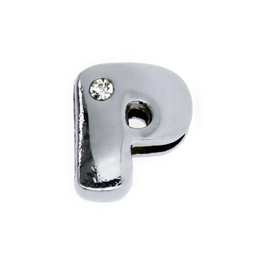 170pcs 8mm Silver Color Fat Slide Letter Charms Slider Alphabet A-Z For Leather Mesh Bracelet Keychain Necklace Jewelry Making