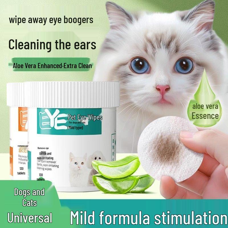 Pet Eye & Ear Cleaning Wipes for Cats & Dogs - Remove Tear Stains & Mites