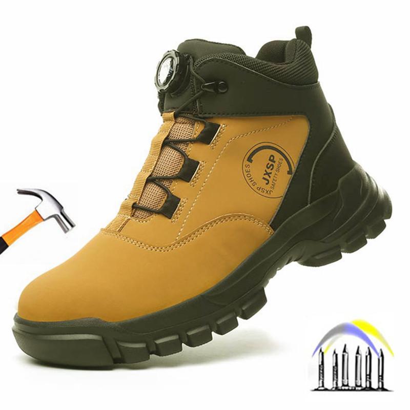 rotating button safety shoes anti smash steel toe work boots industrial construction puncture proof autumn winter work shoes
