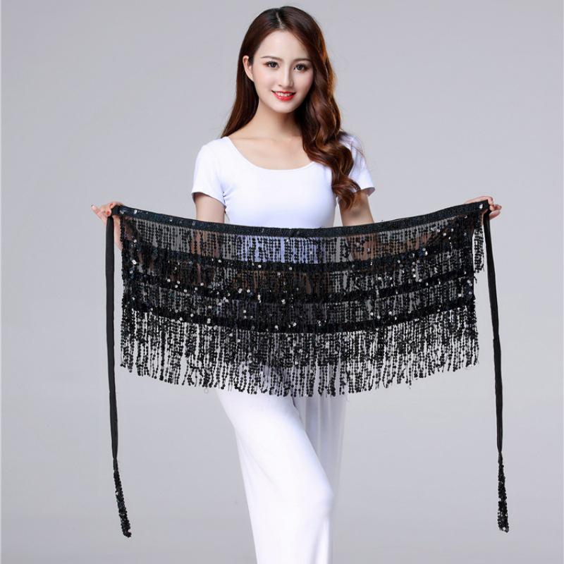 Halloween Belly Dance Costume with Sequin Tassels and Hip Scarf Waist Chain