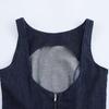 2025 Spring Women's Slim Fit Denim Dress with Layered Decor & Backless Design