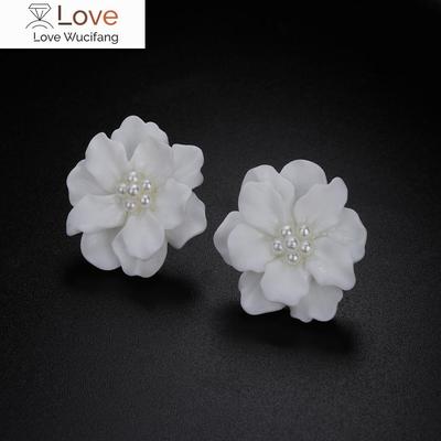 1 par de pendientes de flores blancas grandes de moda para mujer, joyería, regalo elegante, pendientes de botón, joyería, regalo, piercing, pendientes, bisutería