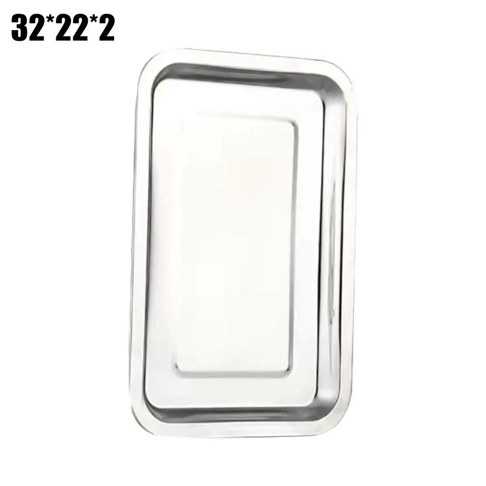 Stainless Steel Barbecue Tea Storage Serving Trays Grill Rectangle Meat Utensils Restaurant Rice Sausage Steamed Metal Plat R5F5