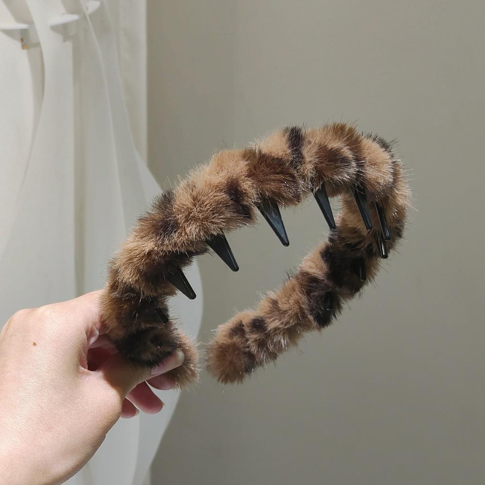 Imitation Mink Fur Wide Edge Headband for Women - Autumn/Winter Face Washing Accessory