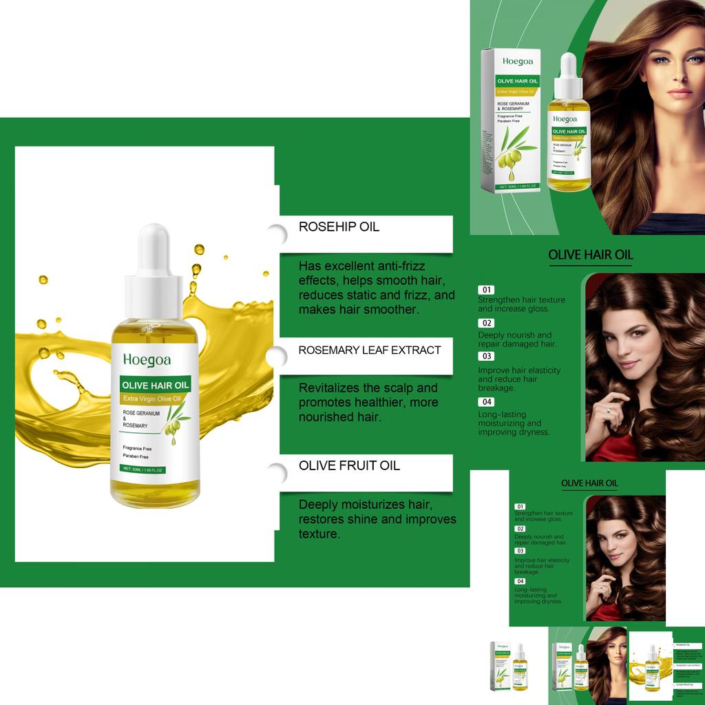 Hoegoa Olive Hair Care Oil Deeply Moisturizing And Nourishing Smooth Shine Treatment 50ml