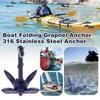 0.5lb Boat Folding Grapnel Anchor 316 Stainless Steel Anchor For Marine Yacht Canoe Kayak Sailboat Fishing  Etc 6.9 Inch