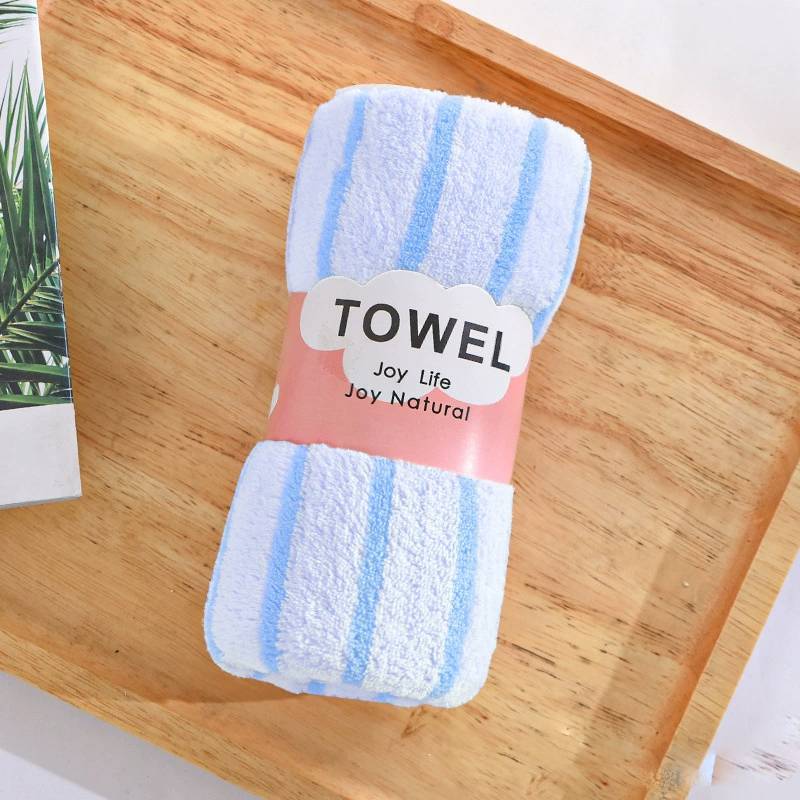 Coral Fleece Towel With Thick Absorbent Stripes For Home Use And Giftgiving