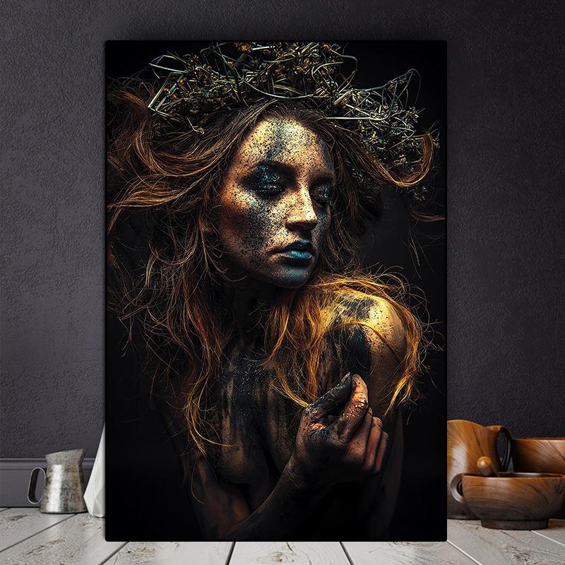 Black And Gold Tattoo Women Malba na plátně Plakáty a obrazy Nástěnné umění Obraz Skandinávský Do obývacího pokoje Domácí dekorace Cuadros