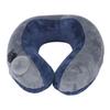 Self Inflatable Travel Pillow U Shaped Portable Neck Chain Support for Sleeping Napping Dark Blue with Gray