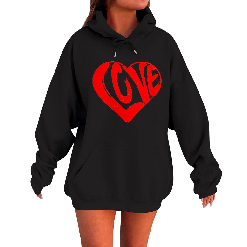 Women's Loose Comfortable Casual Fashionable Love Printed Long Sleeved Sweatshirt