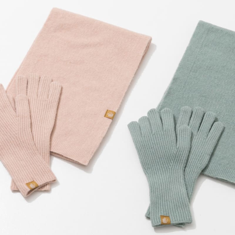 

RECLOW [2 ШТ.] Вязаный комплект перчаток и шарфа 8 цветов beige