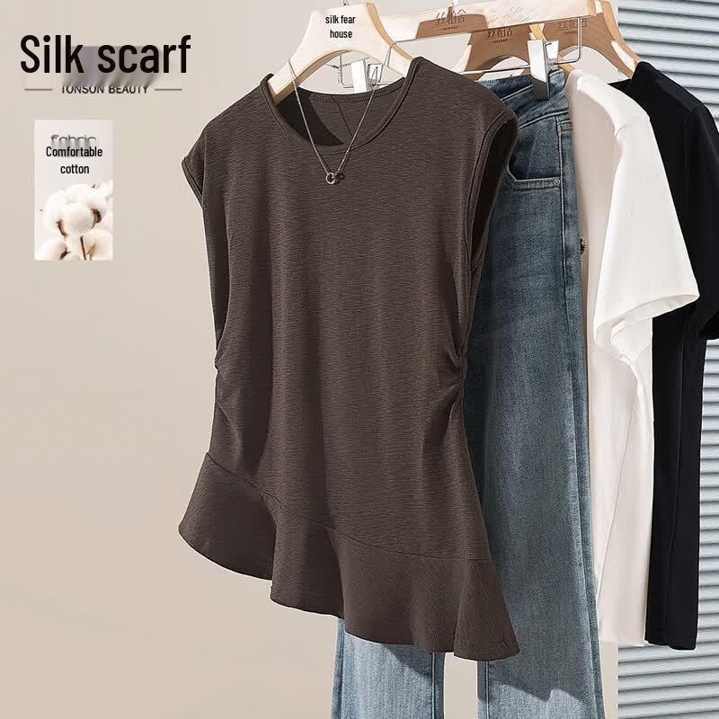 

SISBORS Women s Sleeveless Round Neck Slim Fit T-Shirt ONE SIZE