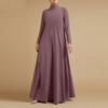 Damen Rollkragen Langarm Maxikleid Lockere Passform Einfarbig A-Linie Lässiges Abaya Langes Kleid