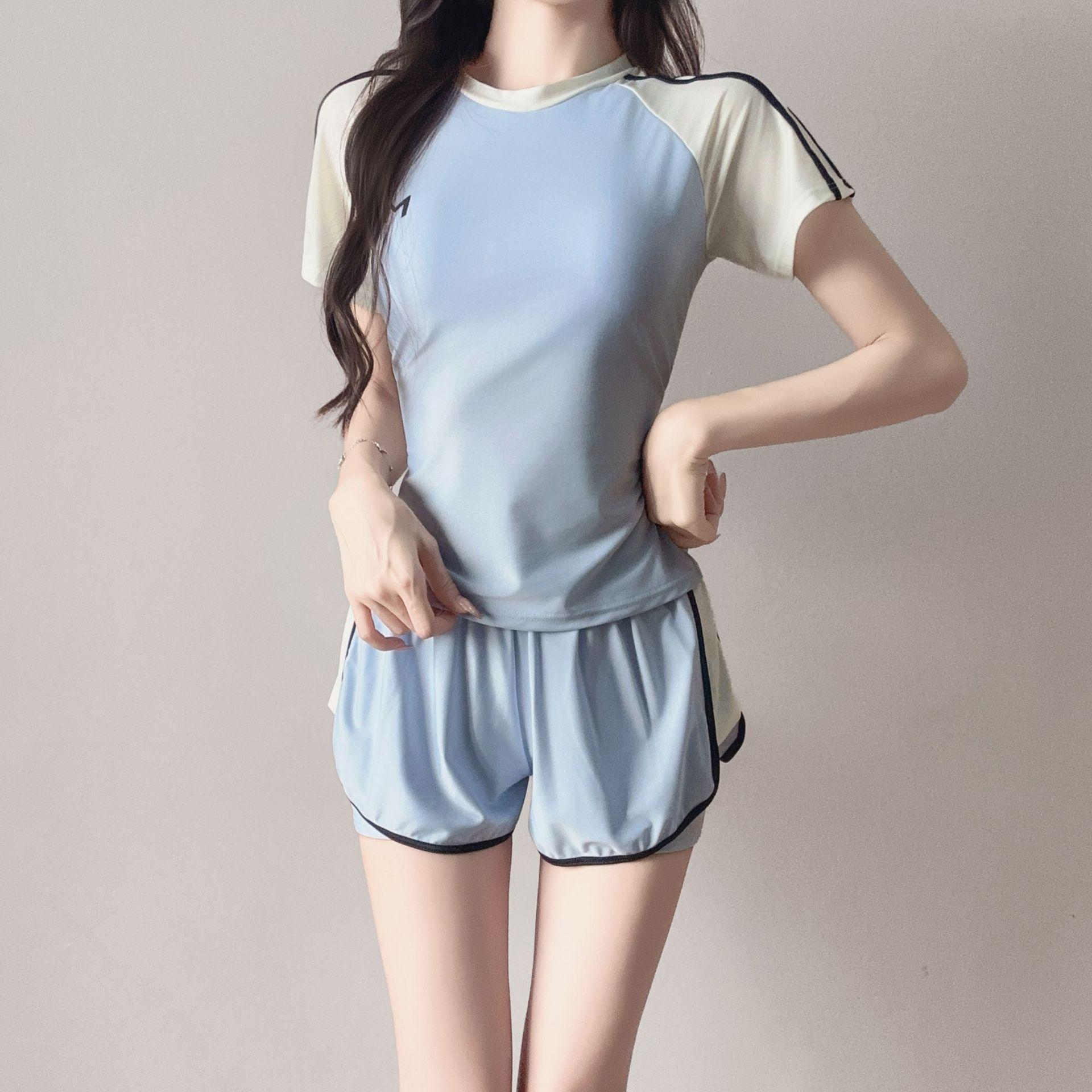 2026 Women s Conservative Two-Piece Slimming Swimwear - Casual Sport Style M (80-100 jin) синий