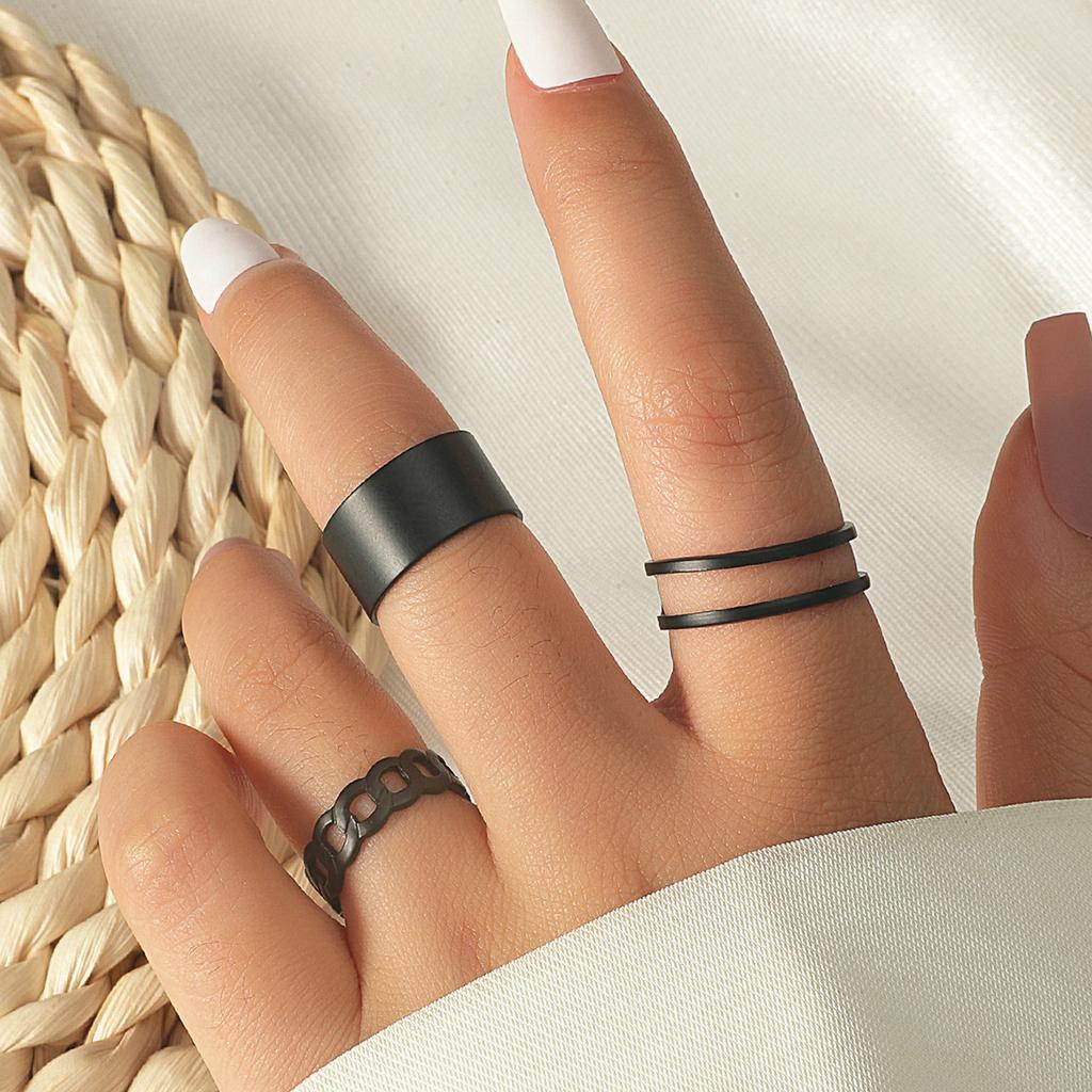 7Pcs/set Punk Finger Rings Black Rings Set Statement Korean Style Joint Ring For Women Gothic Fashion Jewelry 2026 Cool Vintage