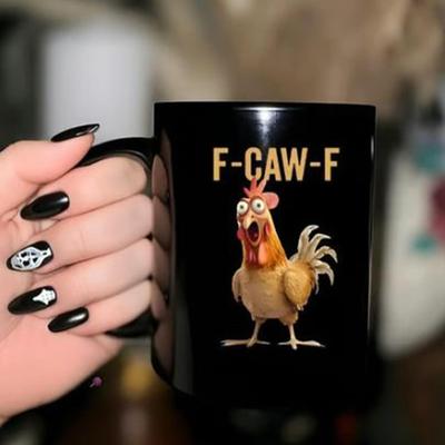 Funny Chicken Design Ceramic Coffee Mug 15oz Heat Resistant Drinkware for Farmhouse Kitchen Office Birthday Christmas Gift