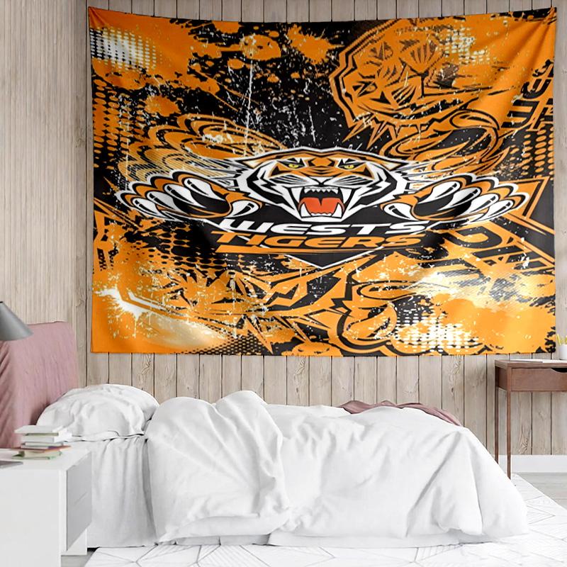 1PC Wests Tigers Roar Strength And Pride Tapestry, Unique Design Tapestry, Suitable for Bedroom,Livingroom, Playroom,Heartwarming Holiday Gifts