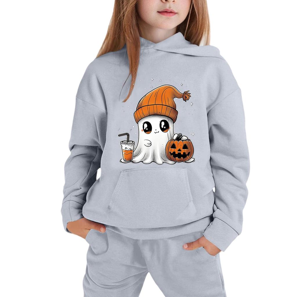 Kids Hoodie with Halloween Print - Long Sleeve Pullover Sweatshirt for Boys and Girls