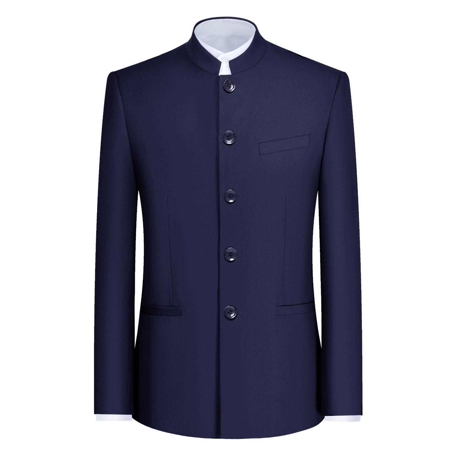 Men s Slim Fit Zhongshan Suit Set - Chinese Style Tuxedo with Stand-Up Collar, Four Seasons Wear M (57-65 kg)