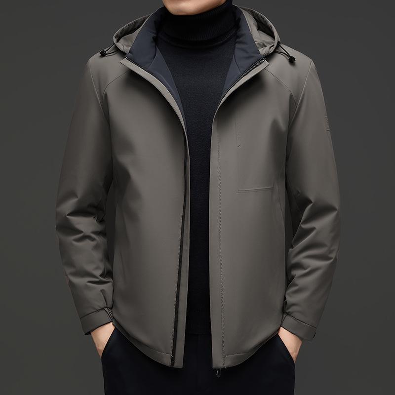 

2025 Men s Winter Hooded Jacket - Thick 90% White Duck Down, Warm & Detachable XL хакі