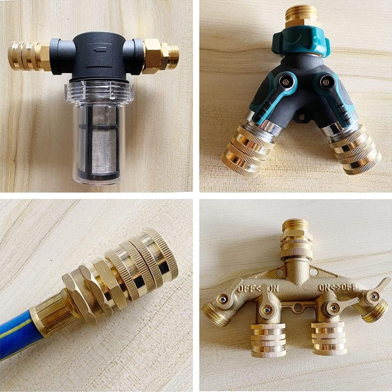 Hose Adapter Male to Male Female to Female Rustproof 3/4'' Brass Connector Anti Deformed 4 Pieces Adapter with Washers