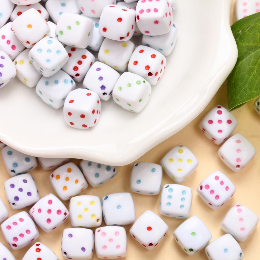 Akryl Firkantede Terningperler DIY 8mm Mellomleggsperler Tilbehør 30 stk Smykkefremstilling Armbånd Halskjede