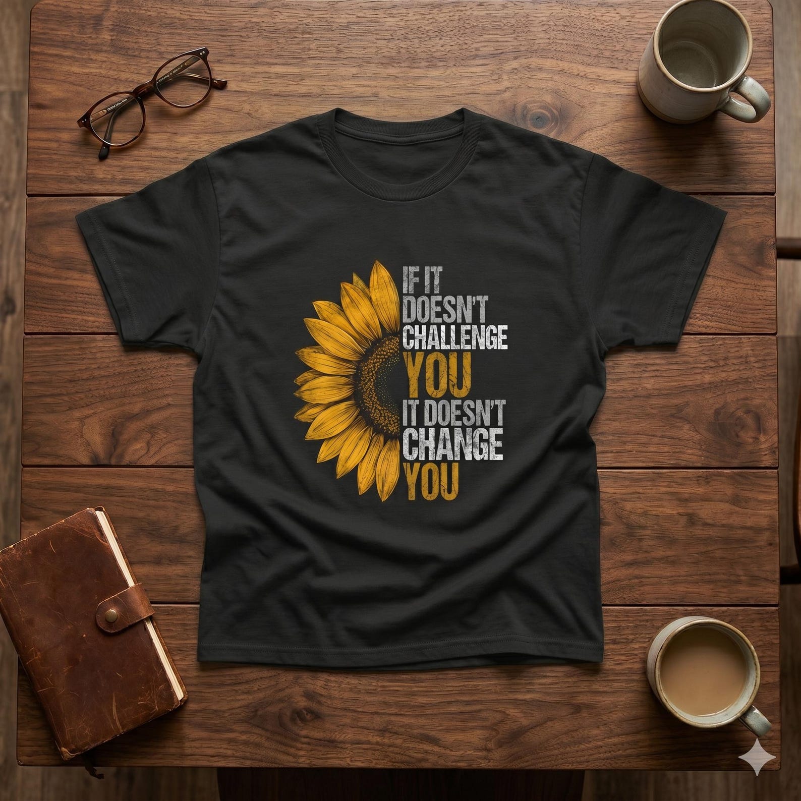 Sunflower Motivational Quote If It Doesn t Challenge You It Doesn t Change You Tee M