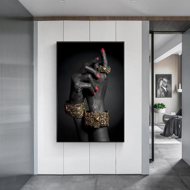 

Африканская черно-золотая женская ручная картина маслом на холсте, постеры и принты, скандинавская настенная картина для декора гостиной, без рамки 21*30cm
