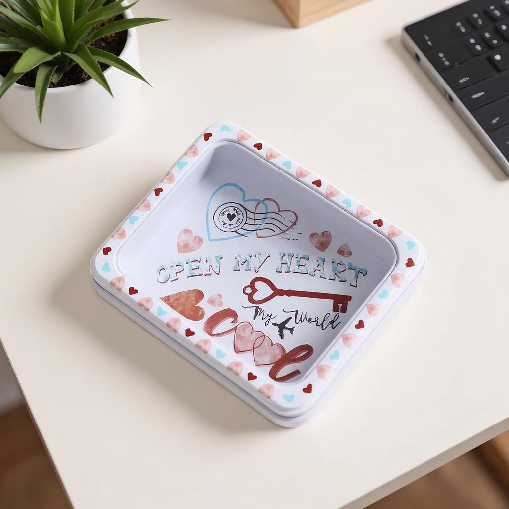 Valentine's Day Candy Box Valentine's Day Food Container Tinplate Cookie Box With Clear Window For Food Candy Snack Chocolate