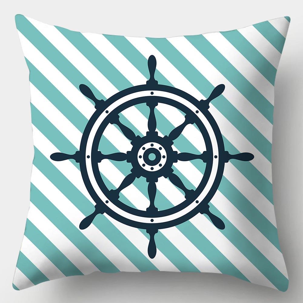 Sailor Pillowcase Square Sofa Pillowcase Peach Skin Pillowcase Marine Themed Cushion Cover Home Decor Pillowcase