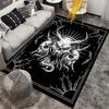 Skull Demon Rug - Gothic Style Black and White Carpet for Bedroom, Unique Horror Art Design, Halloween Decoration