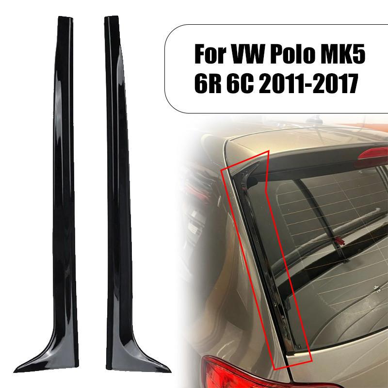 1 par glänsande svart bil bakruta sidospoiler för VW Polo MK5 6R 6C 2011-2017