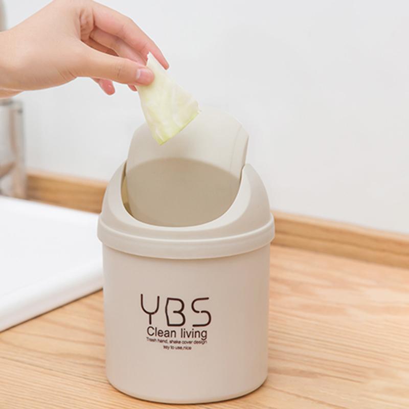 Candy Color Desktop Trash Can Trash Can With Lid Storage Bin Plastic Paper Basket Trash Can