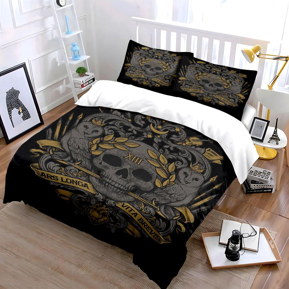 Skull, owls, laurel wreath. Bedding sets Duvet cover sets Duvet covers Pillowcases(1* Duvet Cover 2* Pillowcases without duvet insert)