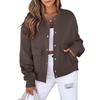 Women's Casual Neck Long Sleeve Jacket Casual Pocket Coat