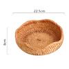 Handwoven Storage Basket Rattan Storage Tray Bread Fruit Breakfast Tea Picnic Cake Snacks Basket Rattan Kitchen Storage Basket
