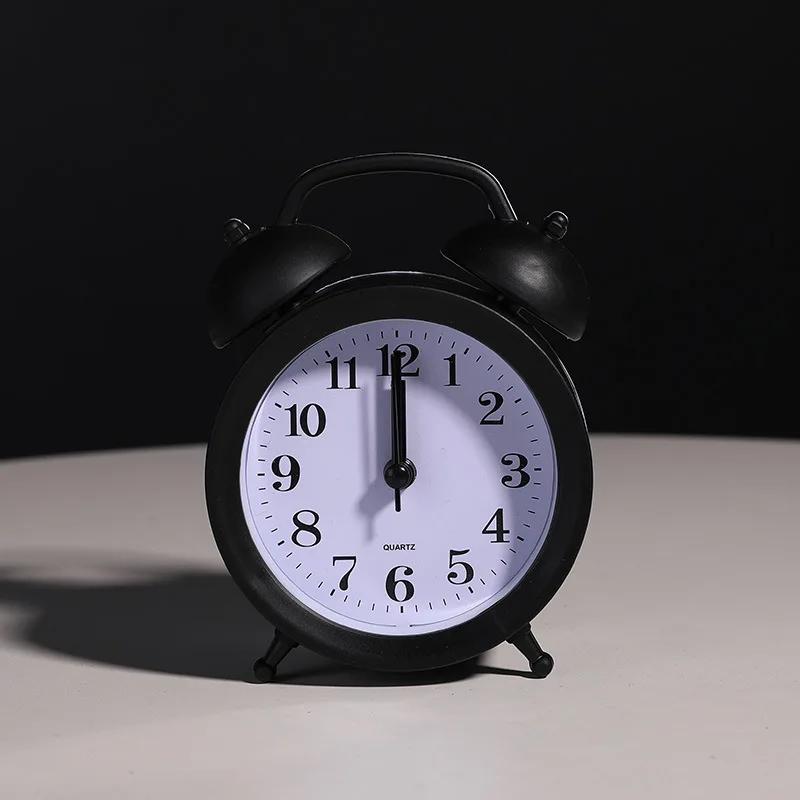 Vintage Exquisite Alarm Desktop Analog with Night Light, Suitable for Home Office Mini Travel Alarm Clock