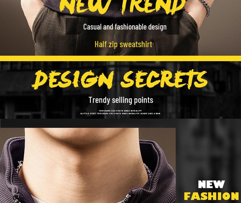 Men's Retro Half-Zip Heavyweight Hoodie - Winter Velvet, Loose Fit, Stand Collar, Large Size.