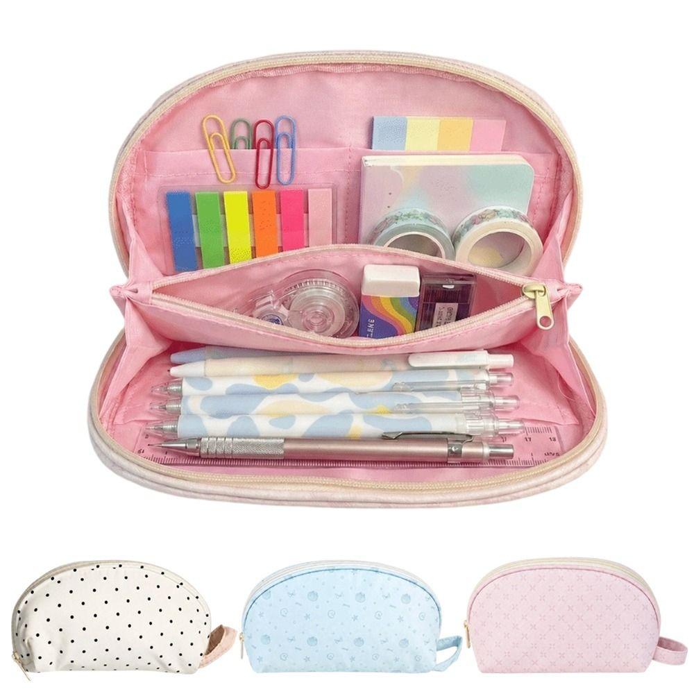 Large Capacity Pencil Case Polka Dot Pattern Stationery Bag Stationery Organizer  School Supplies
