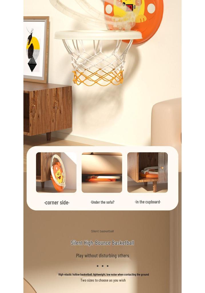 Toddler No-Drill Suction Cup Indoor Basketball Hoop - Silent Scoring Toy