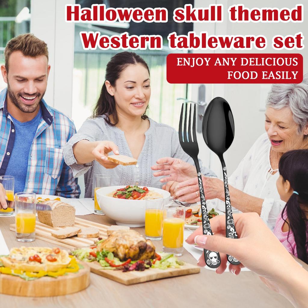 Halloween Theme Western Cutlery Set – Carved Knife Fork Spoon Combo For Party, Home Or Restaurant Table Decoration