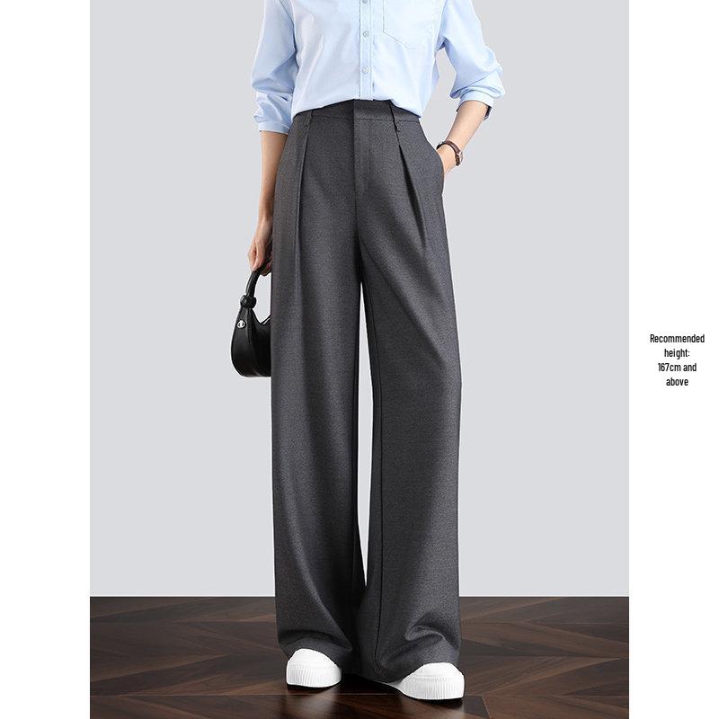 

Женские черные брюки wide-leg из тенсела, высококачественный костюмный стиль из шерсти для весны/осени 2026 M (95-105 lbs)