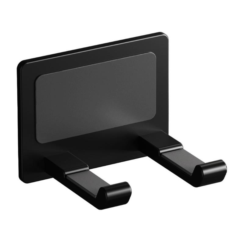 Elegant Sturdy Aluminum Alloy Adhesive Wall Mounted Hair Dryer Holder for Easy Installation and Removal in Bathrooms чёрный